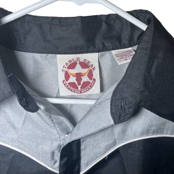 VTG Stable Gear Western Wear Black and Gray Long Sleeve Button Up Shirt XL - Picture 3 of 3